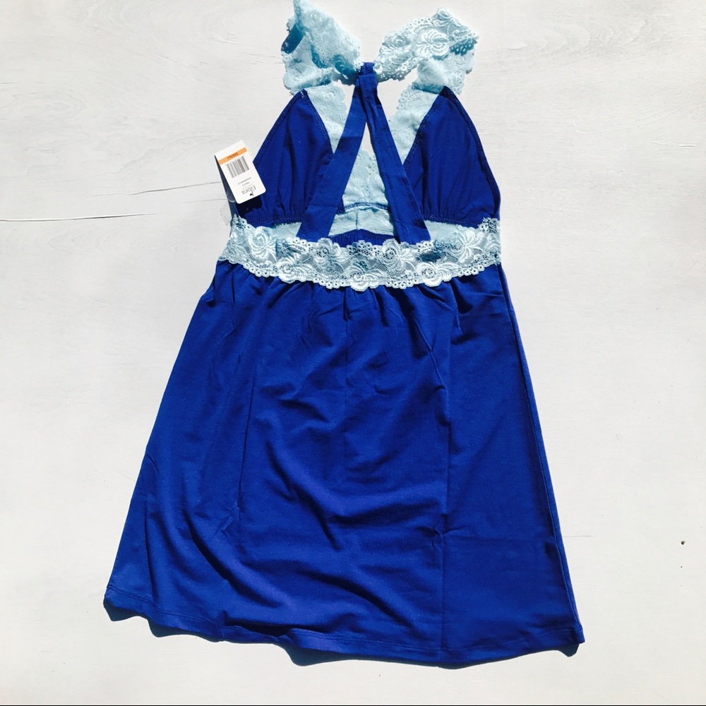 Flora Nikrooz Blue Lace Chemise Nightgown - Picture 3 of 6